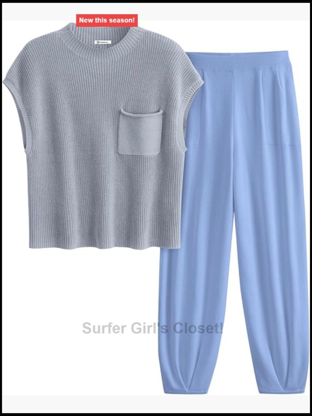Knit Vest Top and Sweatpants Lounge Set Two Piece Outfit